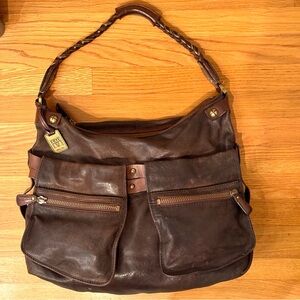 Vintage *Rare* Frye Christine Hobo Leather Shoulder Bag with Braided Handle
